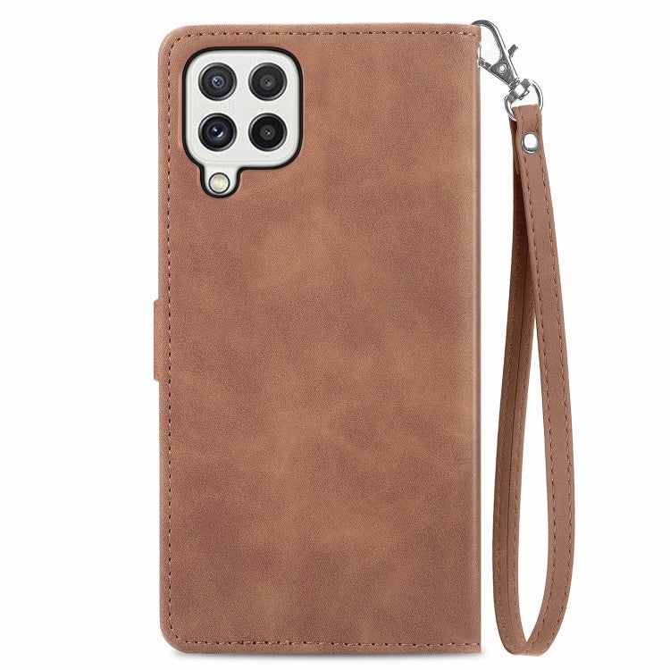 For Samsung Galaxy A22 4G Embossed Flower Shockproof Leather Phone Case
