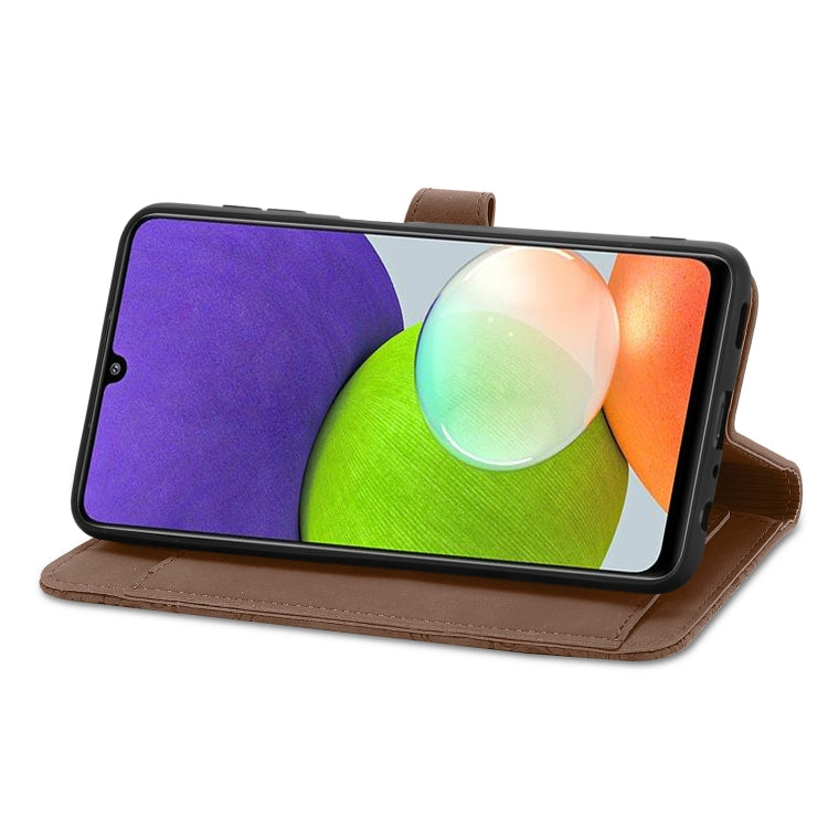 For Samsung Galaxy A22 4G Embossed Flower Shockproof Leather Phone Case