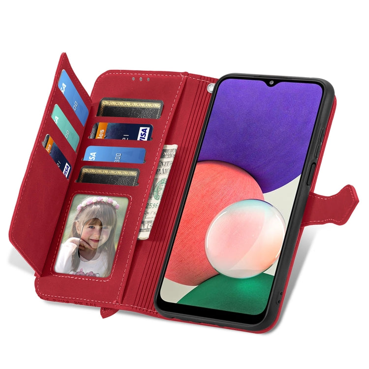 For Samsung Galaxy A22 5G Embossed Flower Shockproof Leather Phone Case