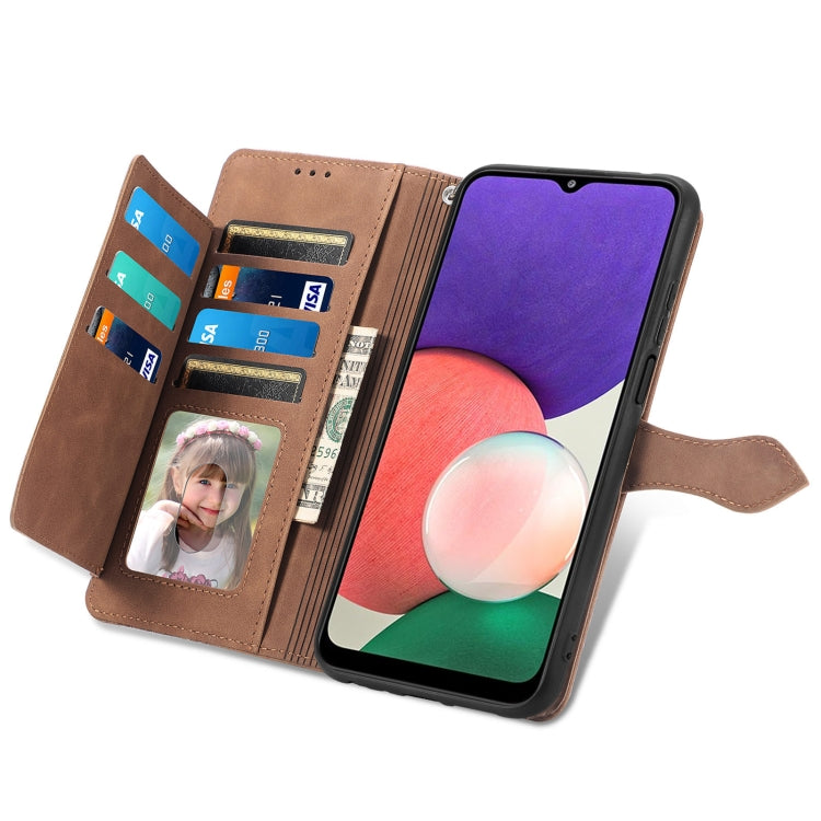 For Samsung Galaxy A22 5G Embossed Flower Shockproof Leather Phone Case