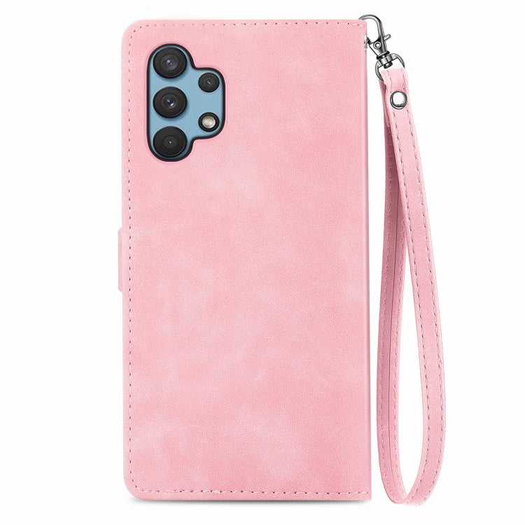 For Samsung Galaxy A32 4G Embossed Flower Shockproof Leather Phone Case