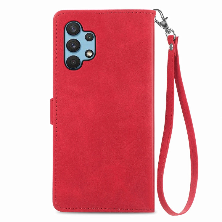 For Samsung Galaxy A32 4G Embossed Flower Shockproof Leather Phone Case