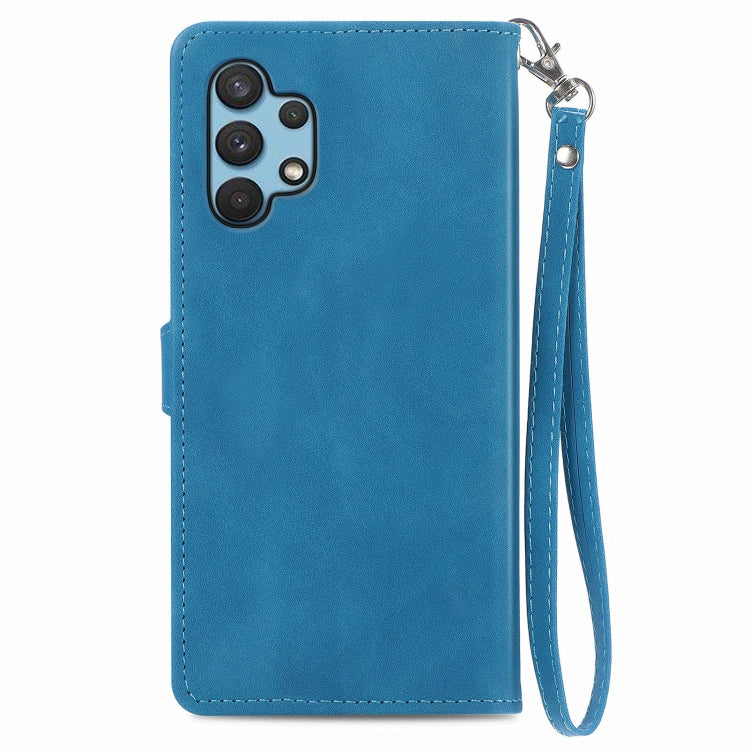 For Samsung Galaxy A32 4G Embossed Flower Shockproof Leather Phone Case