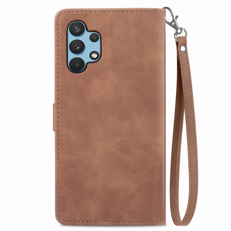 For Samsung Galaxy A32 4G Embossed Flower Shockproof Leather Phone Case