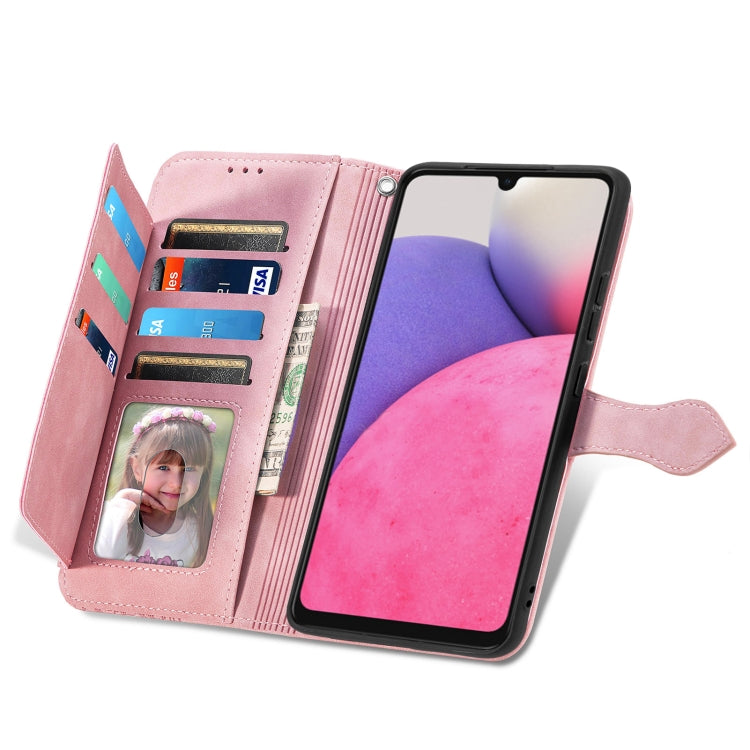 For Samsung Galaxy A33 5G Embossed Flower Shockproof Leather Phone Case