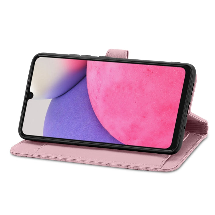 For Samsung Galaxy A33 5G Embossed Flower Shockproof Leather Phone Case