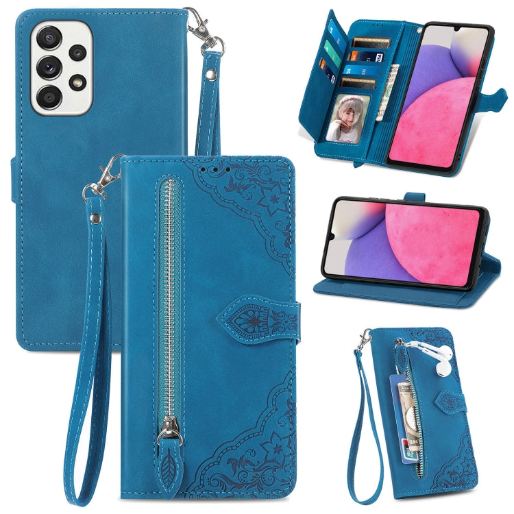 For Samsung Galaxy A33 5G Embossed Flower Shockproof Leather Phone Case