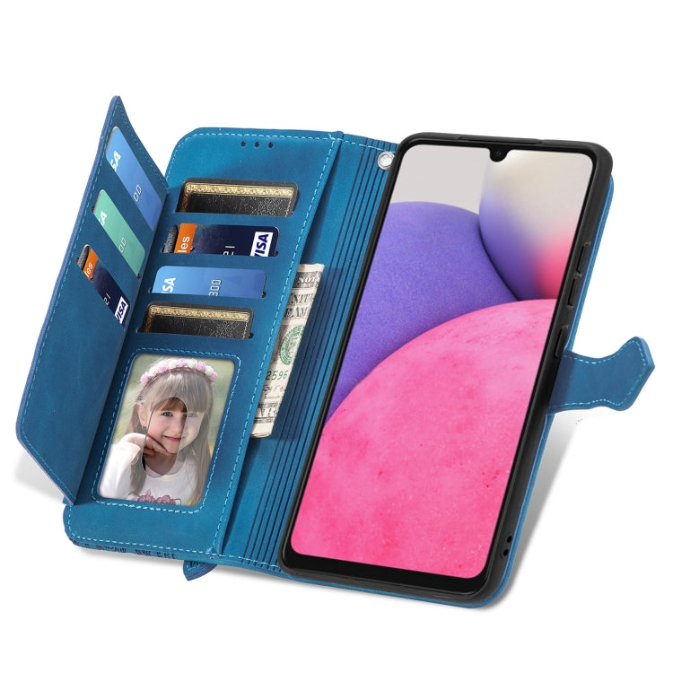 For Samsung Galaxy A33 5G Embossed Flower Shockproof Leather Phone Case