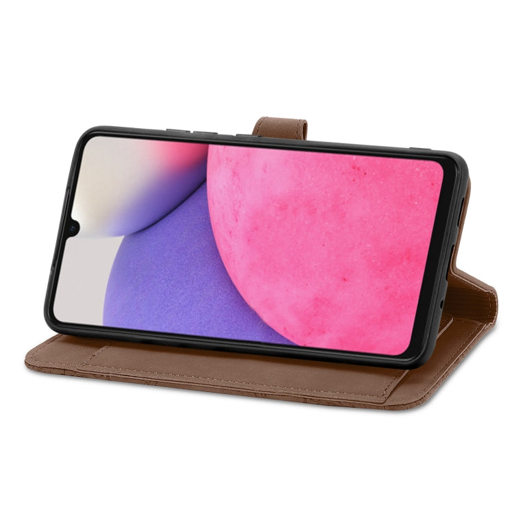 For Samsung Galaxy A33 5G Embossed Flower Shockproof Leather Phone Case