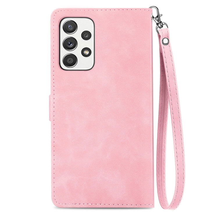 For Samsung Galaxy A52 5G Embossed Flower Shockproof Leather Phone Case