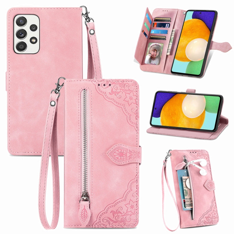 For Samsung Galaxy A52s 5G Embossed Flower Shockproof Leather Phone Case