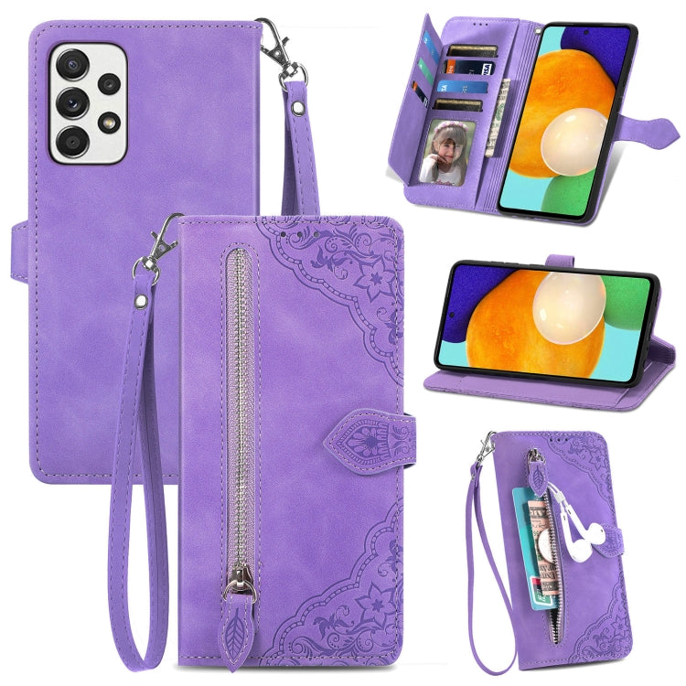 For Samsung Galaxy A52s 5G Embossed Flower Shockproof Leather Phone Case