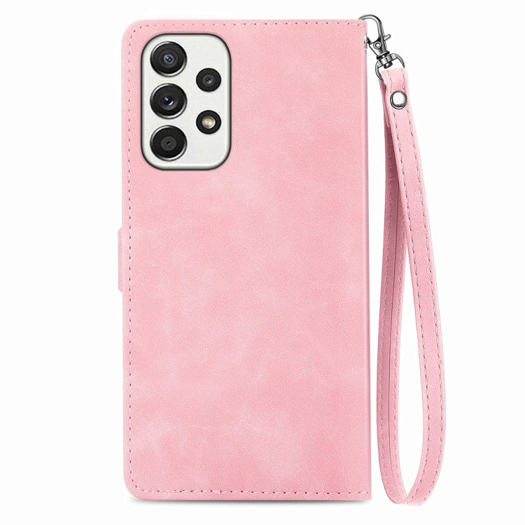 For Samsung Galaxy A53 5G Embossed Flower Shockproof Leather Phone Case