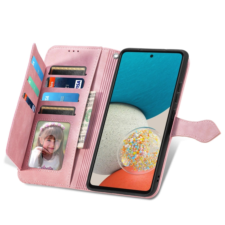 For Samsung Galaxy A53 5G Embossed Flower Shockproof Leather Phone Case
