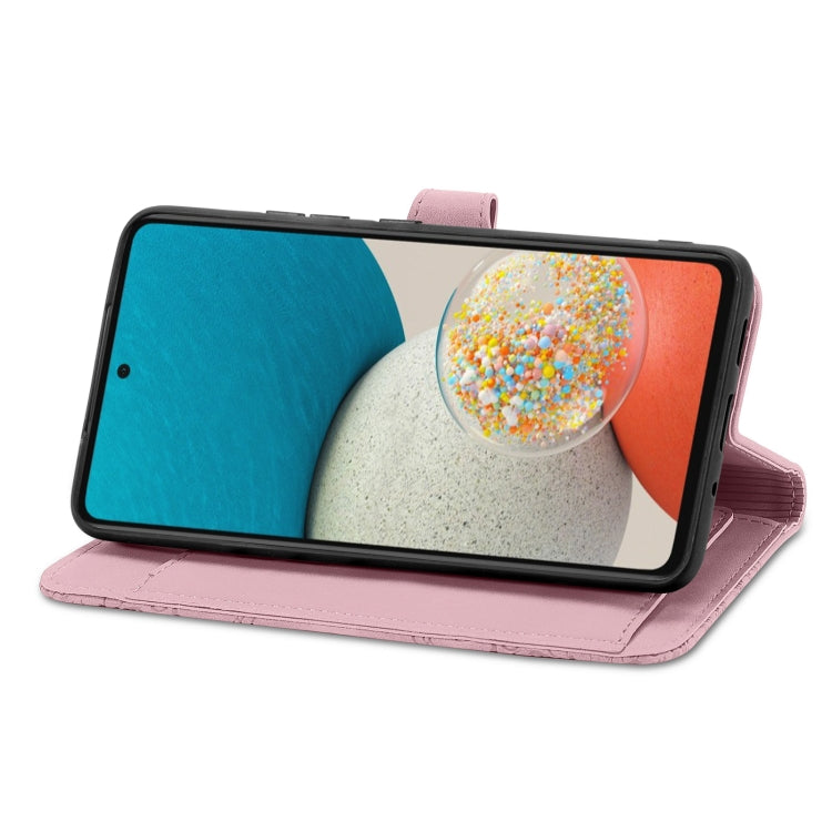 For Samsung Galaxy A53 5G Embossed Flower Shockproof Leather Phone Case