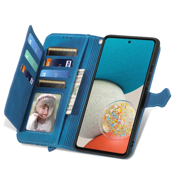 For Samsung Galaxy A53 5G Embossed Flower Shockproof Leather Phone Case