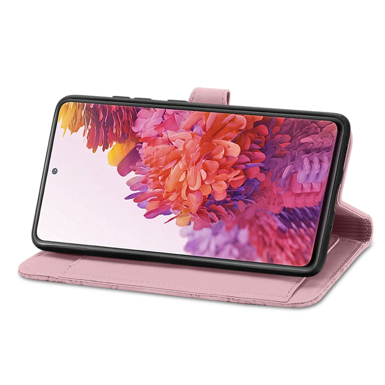 For Samsung Galaxy S20 FE Embossed Flower Shockproof Leather Phone Case