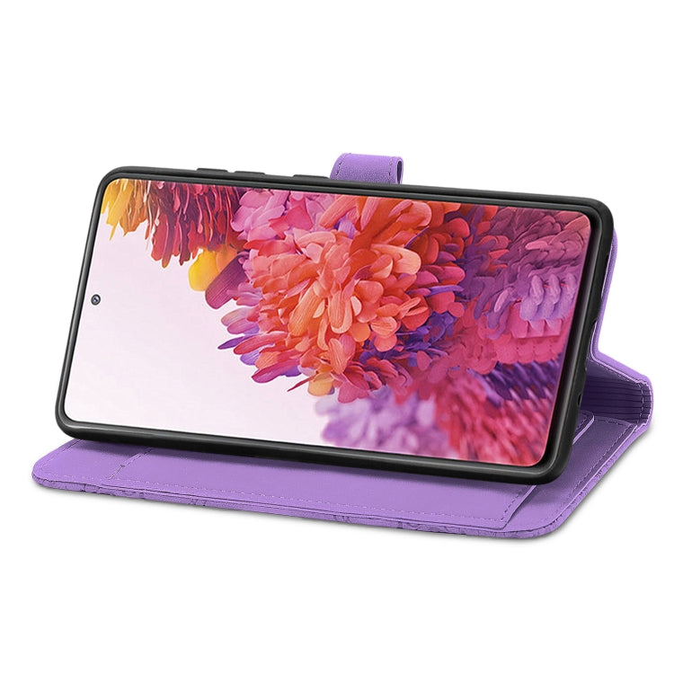 For Samsung Galaxy S20+ Embossed Flower Shockproof Leather Phone Case