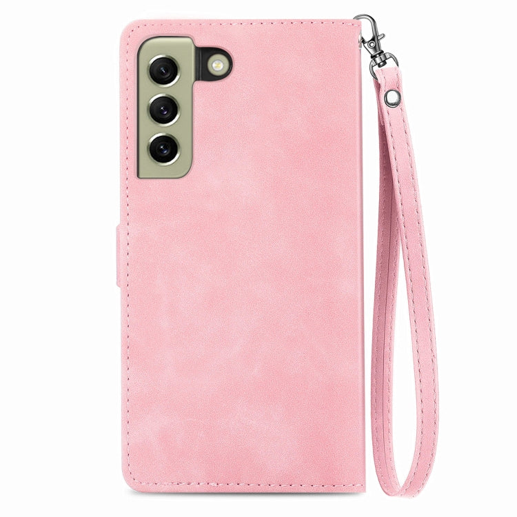 For Samsung Galaxy S21 FE 5G Embossed Flower Shockproof Leather Phone Case