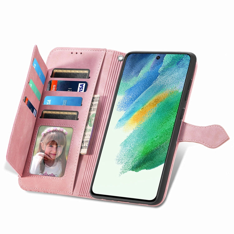 For Samsung Galaxy S21 FE 5G Embossed Flower Shockproof Leather Phone Case