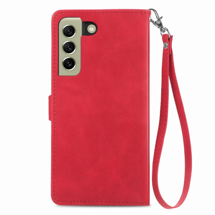 For Samsung Galaxy S21 FE 5G Embossed Flower Shockproof Leather Phone Case
