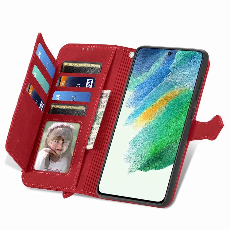 For Samsung Galaxy S21 FE 5G Embossed Flower Shockproof Leather Phone Case