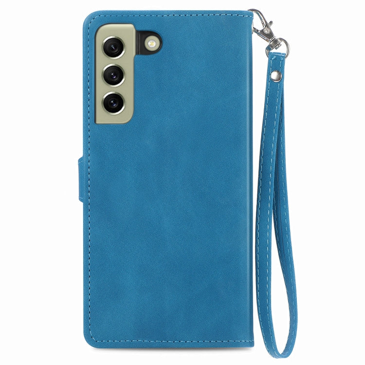 For Samsung Galaxy S21 FE 5G Embossed Flower Shockproof Leather Phone Case