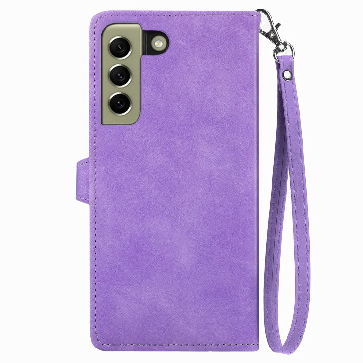 For Samsung Galaxy S21 FE 5G Embossed Flower Shockproof Leather Phone Case