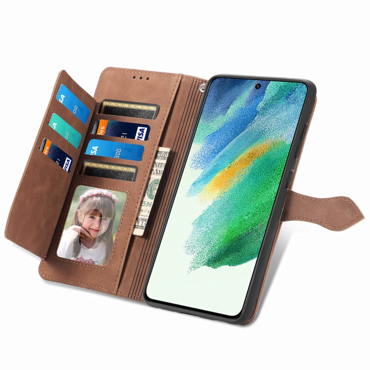 For Samsung Galaxy S21 FE 5G Embossed Flower Shockproof Leather Phone Case