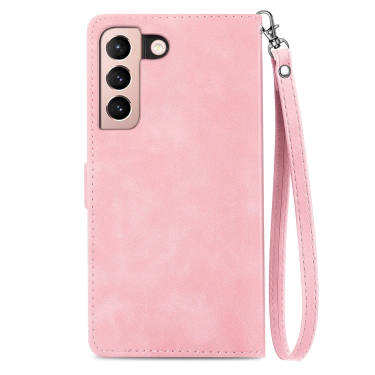 For Samsung Galaxy S21+ 5G Embossed Flower Shockproof Leather Phone Case