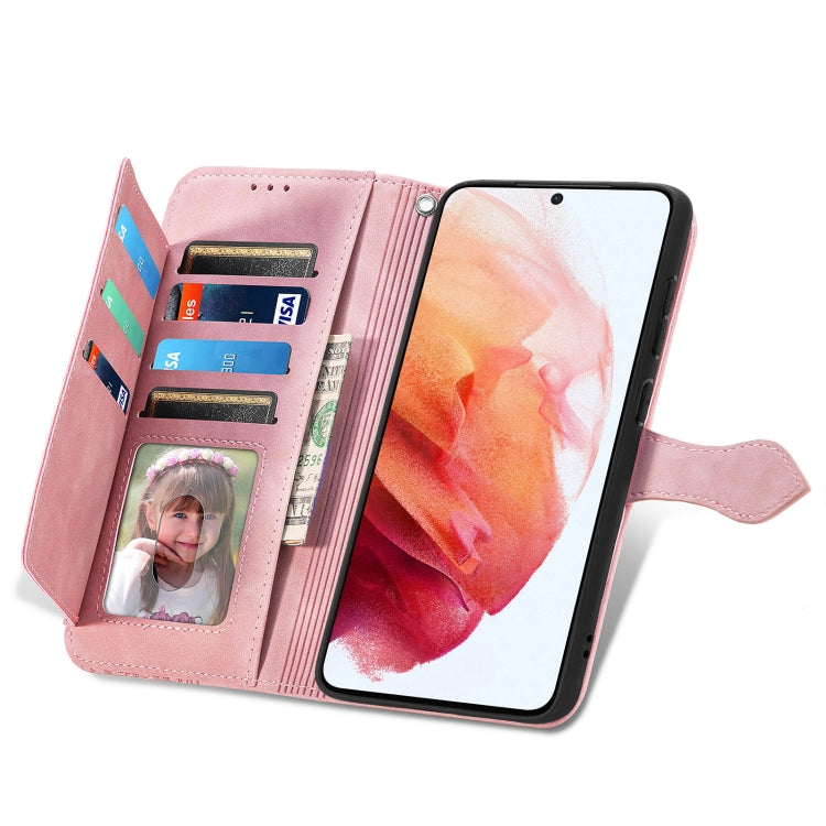 For Samsung Galaxy S21+ 5G Embossed Flower Shockproof Leather Phone Case