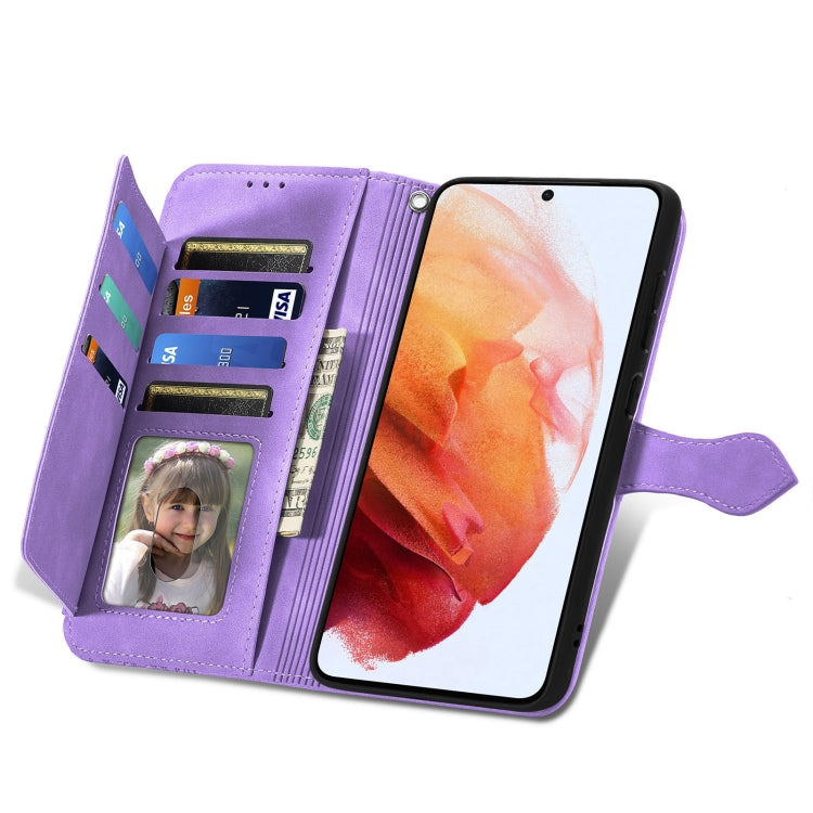 For Samsung Galaxy S21+ 5G Embossed Flower Shockproof Leather Phone Case