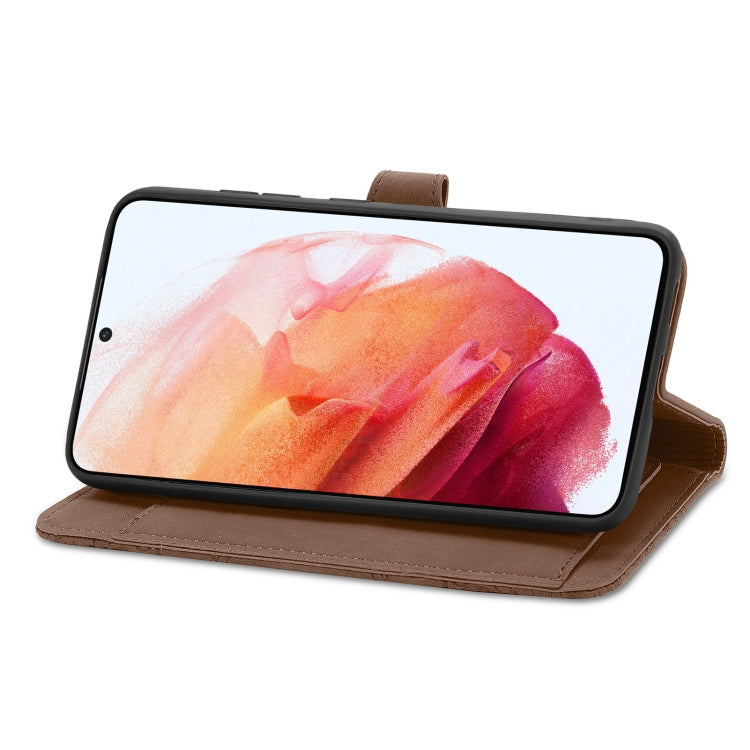 For Samsung Galaxy S21+ 5G Embossed Flower Shockproof Leather Phone Case