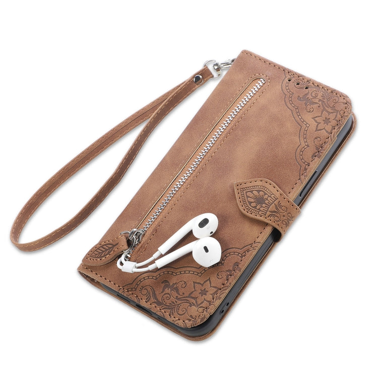 For Samsung Galaxy S21 5G Embossed Flower Shockproof Leather Phone Case