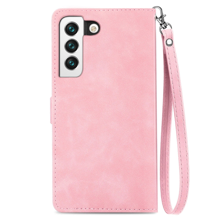 For Samsung Galaxy S22 5G Embossed Flower Shockproof Leather Phone Case