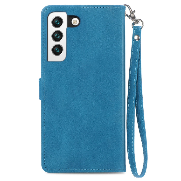 For Samsung Galaxy S22 5G Embossed Flower Shockproof Leather Phone Case