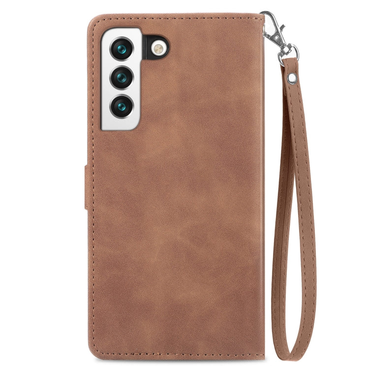 For Samsung Galaxy S22 5G Embossed Flower Shockproof Leather Phone Case