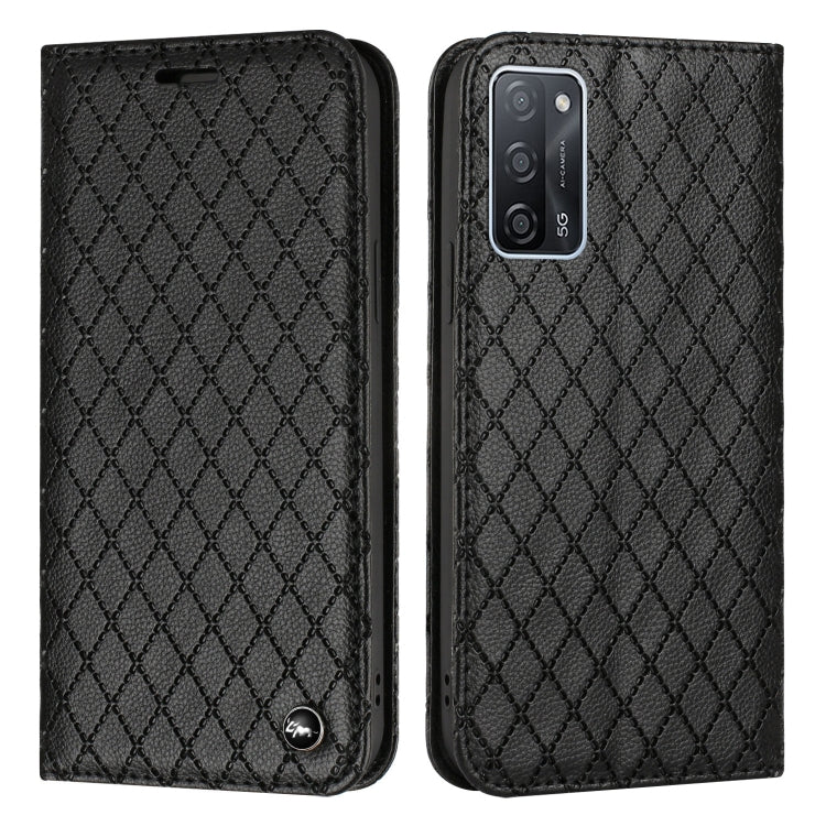 For OPPO A55 5G / A16 S11 RFID Diamond Lattice Flip Leather Phone Case