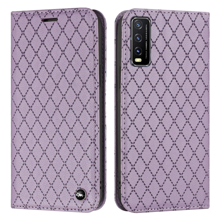For vivo Y20 / Y20i / Y20s / Y12a S11 RFID Diamond Lattice Flip Leather Phone Case