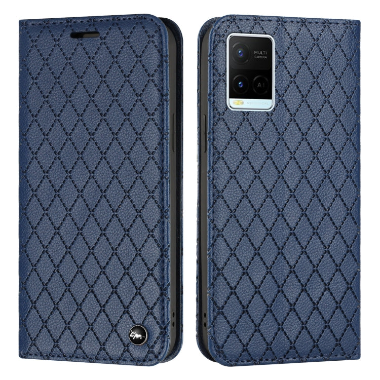 For vivo Y21 / Y33s / Y21s S11 RFID Diamond Lattice Flip Leather Phone Case