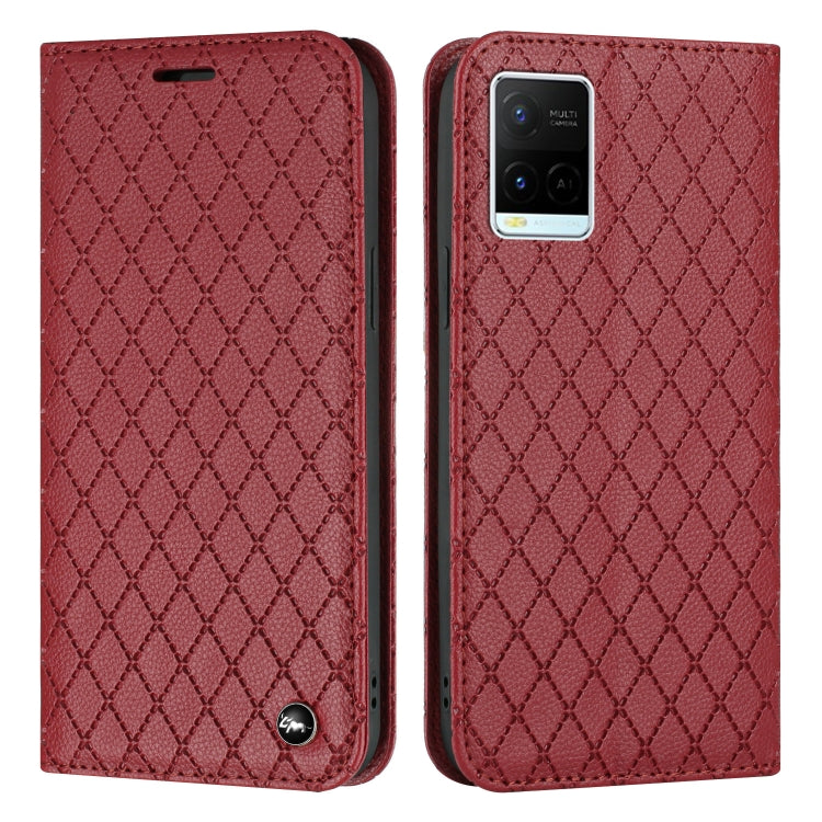 For vivo Y21 / Y33s / Y21s S11 RFID Diamond Lattice Flip Leather Phone Case