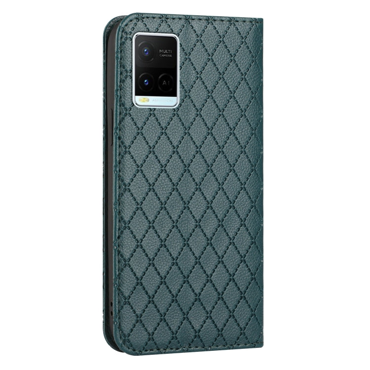 For vivo Y21 / Y33s / Y21s S11 RFID Diamond Lattice Flip Leather Phone Case