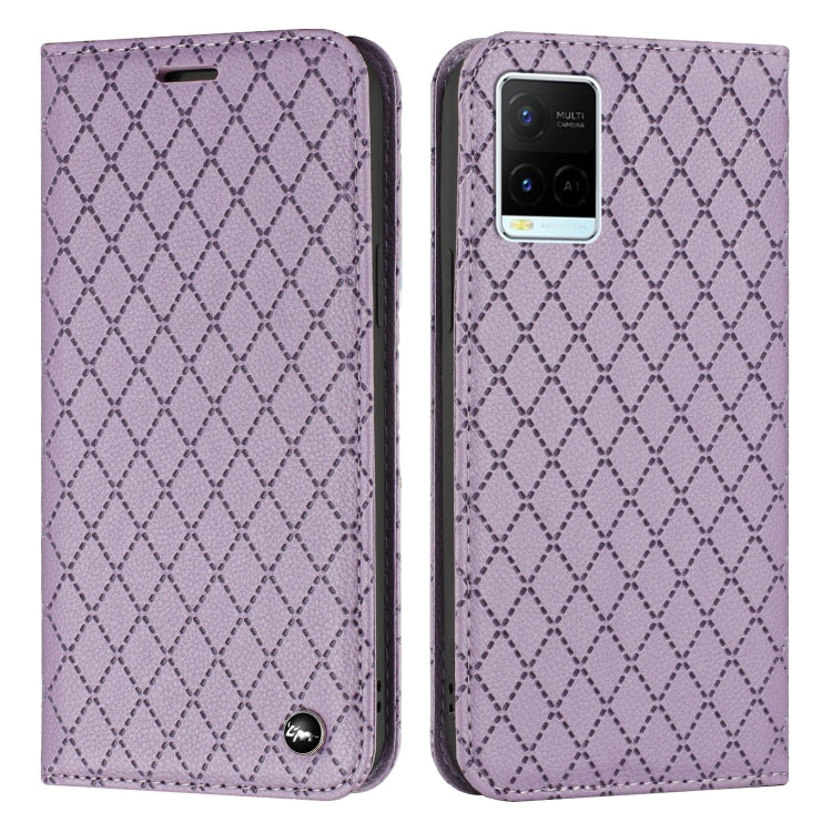 For vivo Y21 / Y33s / Y21s S11 RFID Diamond Lattice Flip Leather Phone Case