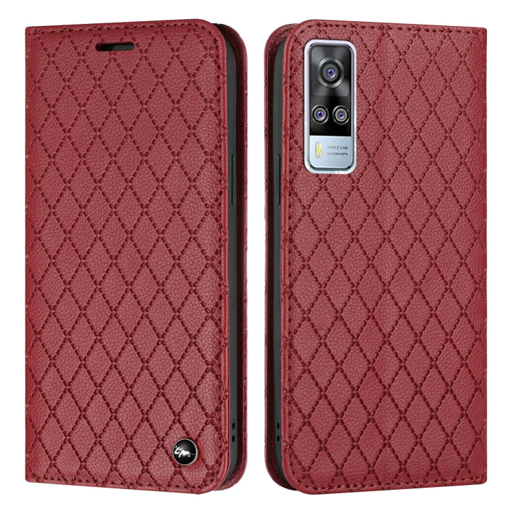 For vivo Y51s / Y51a / Y51 2020 S11 RFID Diamond Lattice Flip Leather Phone Case