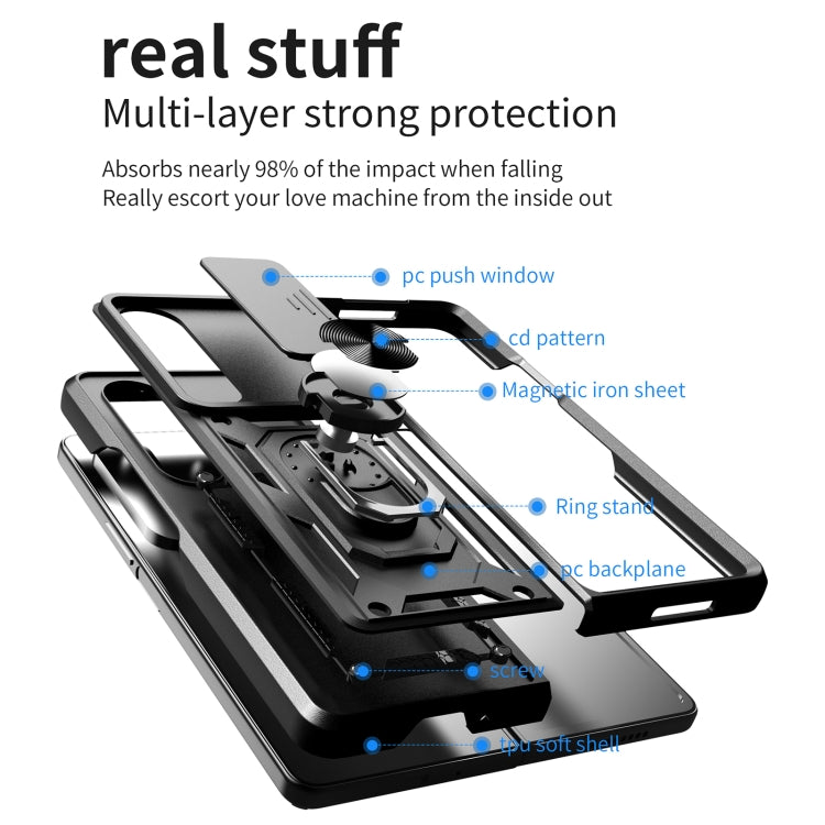 For Samsung Galaxy Z Fold4 Sliding Camera Cover TPU+PC Phone Case