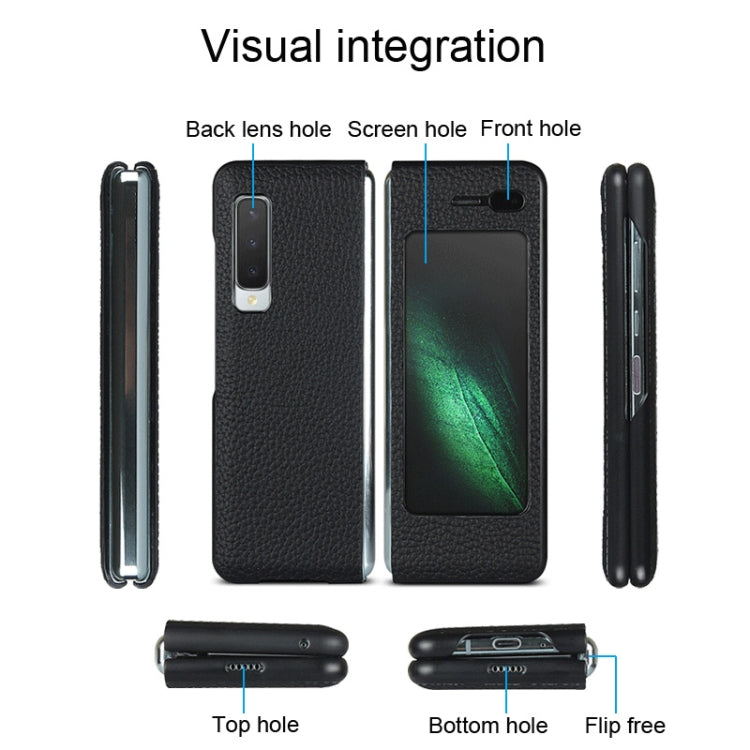 For Galaxy Fold / W2020 Shockproof Full Coverage Litchi Texture Leather Case with Card Slot