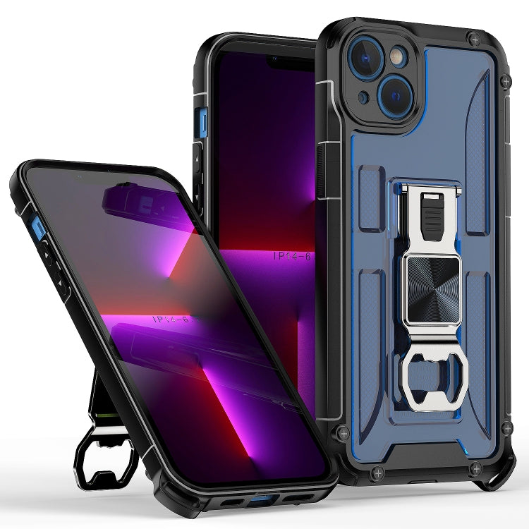 For iPhone 14 PC + TPU Shockproof Protective Phone Case with Corkscrew Holder