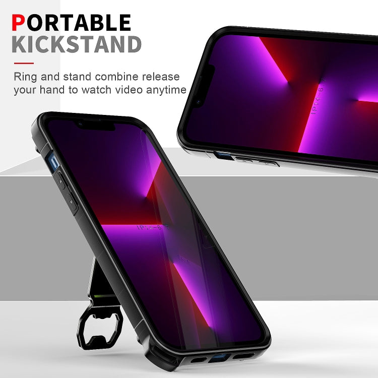 For iPhone 14 PC + TPU Shockproof Protective Phone Case with Corkscrew Holder