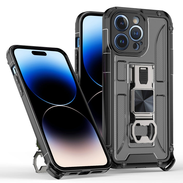 For iPhone 14 Pro PC + TPU Shockproof Protective Phone Case with Corkscrew Holder