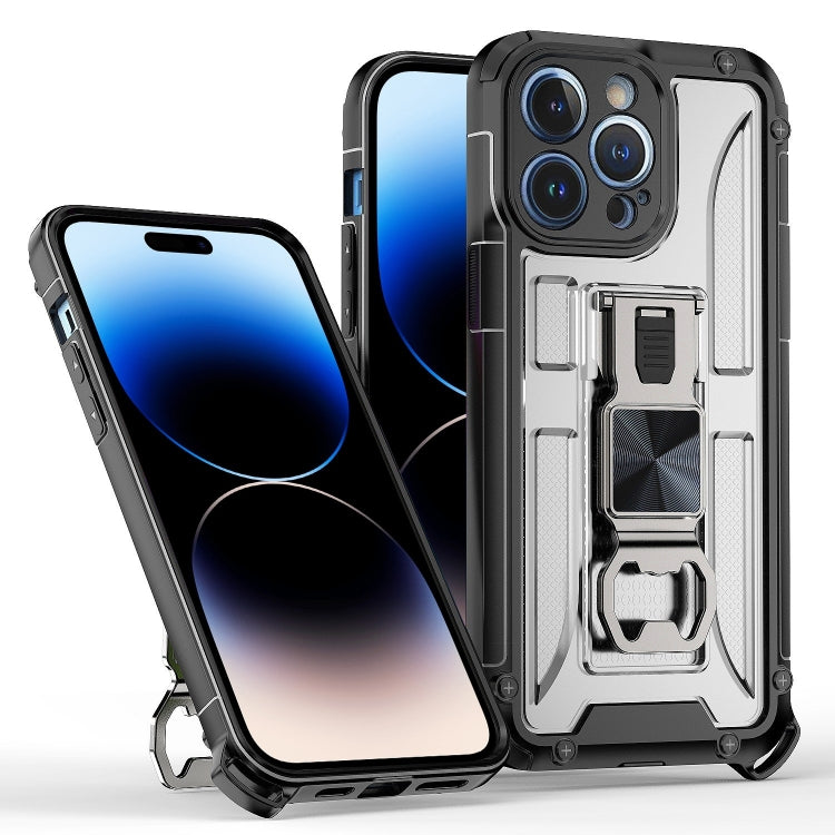 For iPhone 14 Pro PC + TPU Shockproof Protective Phone Case with Corkscrew Holder